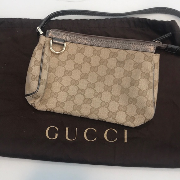 Gucci Handbags - Gucci mini strap bag canvas with bronze leather